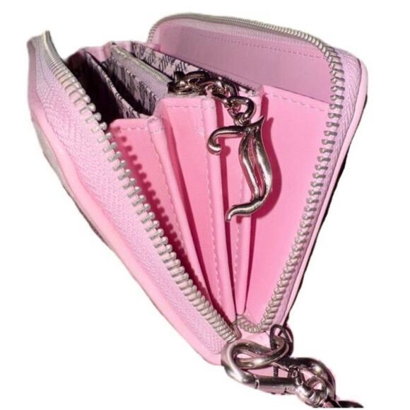 Juicy Couture Pink Beige Twig Dogs Embroidered Velour Wallet Wristlet Clutch Bag - Picture 10 of 12